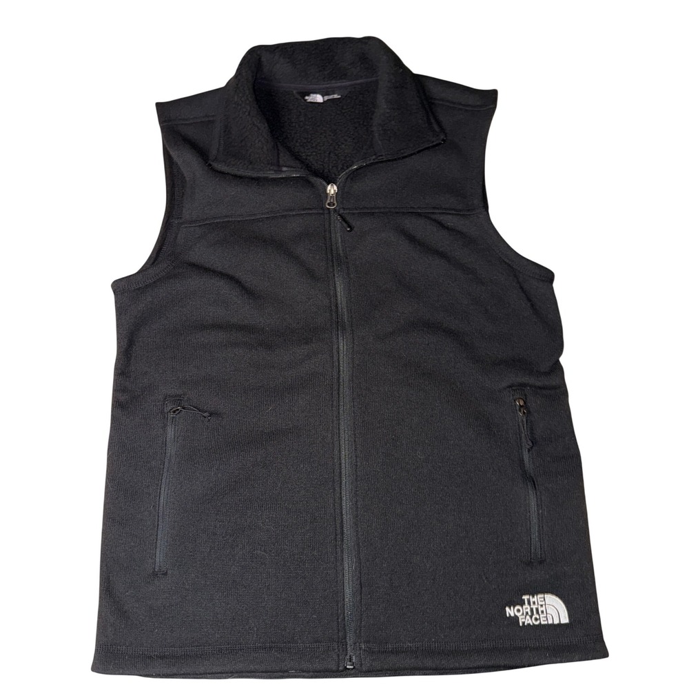 The North Face Fleece Vest‎ Small Black NF0A47FA Full Zip Sweater Knit
